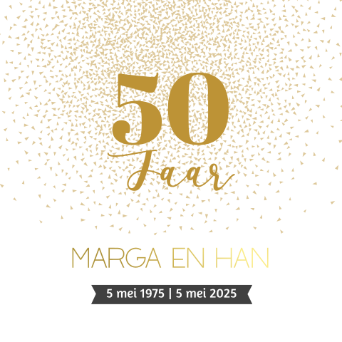Jubileumkaart voor 50 jaar met confetti